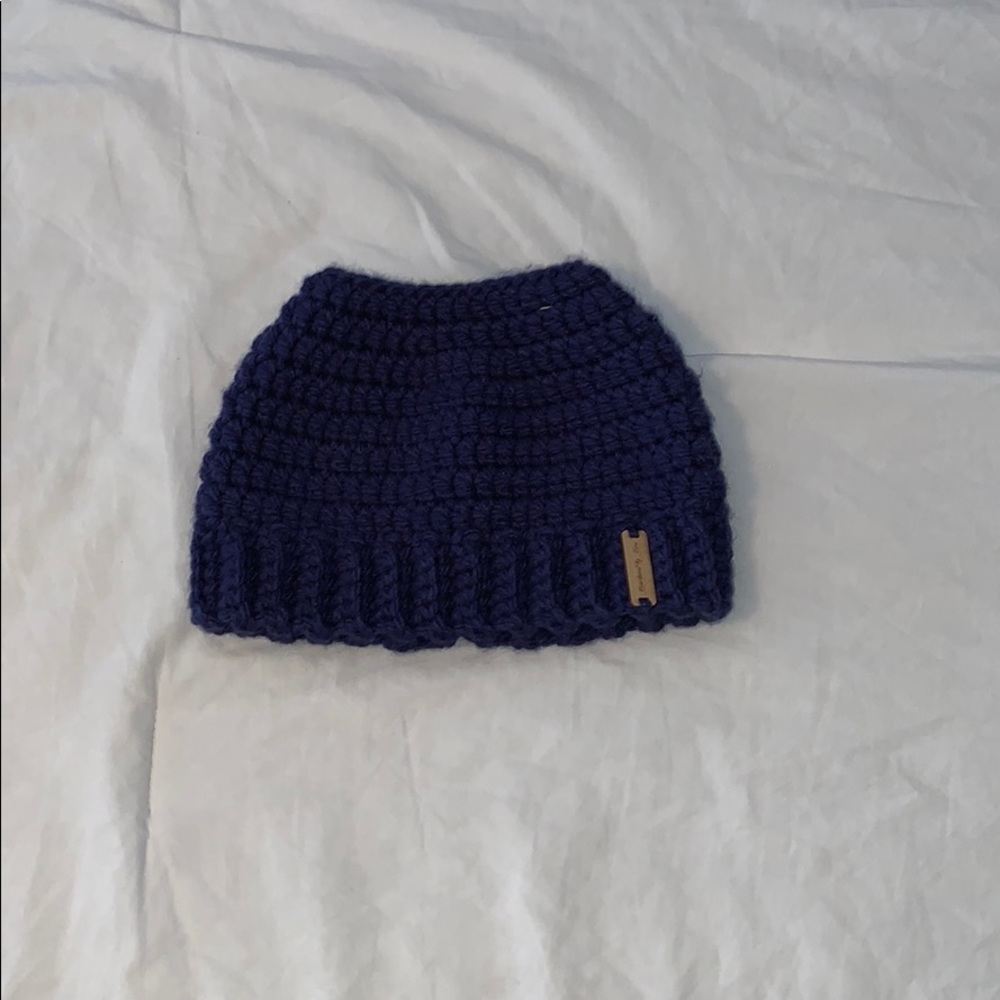 Indigo Ponytail Beanie